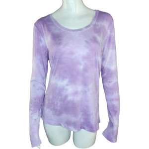 Sundry Lilac Purple White Tye-Dye Long Sleeve Round Neckline Shirt Size 2 NWT